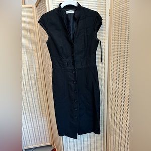 Calvin Klein Black Cap Sleeve Button Down Dress